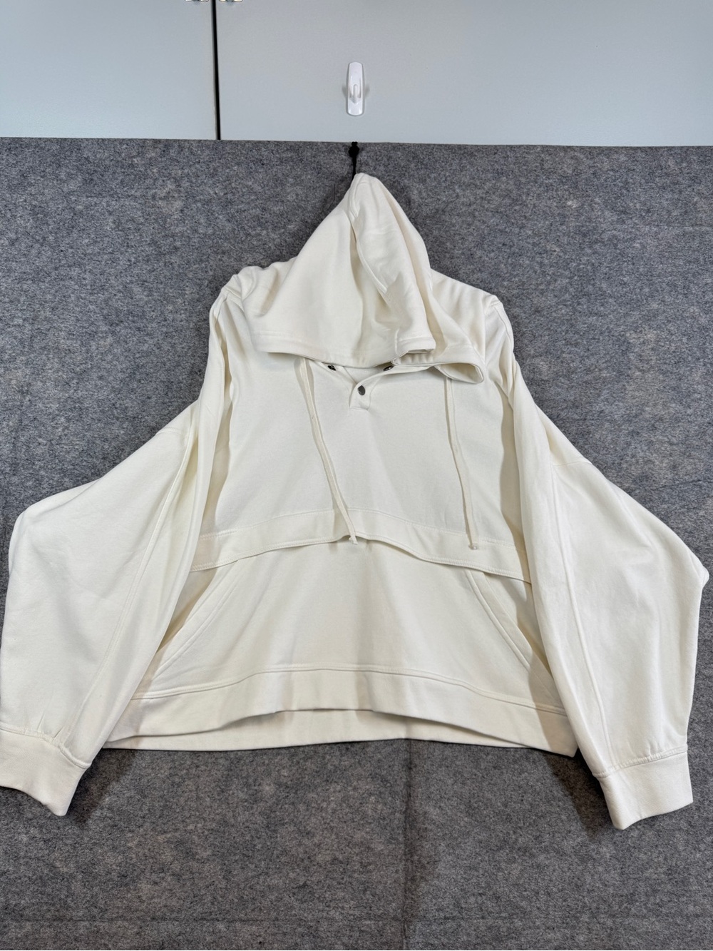 Daily Practice Anthropologie Hoodie Ivory 2X Oversized Dolman Athleisure Boho